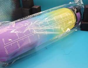 Motivational Water Bottle 32oz with Time Marker, Flip Top Lid & Carry Strap
